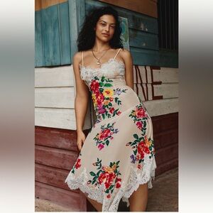 Anthropologie v neck slip midi dress